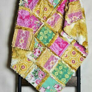 Patchwork Quilt, Infant Quilt, Minky Rag Quilt